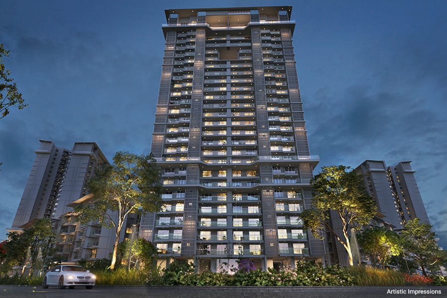 Godrej Woods Night Perspective Elevation